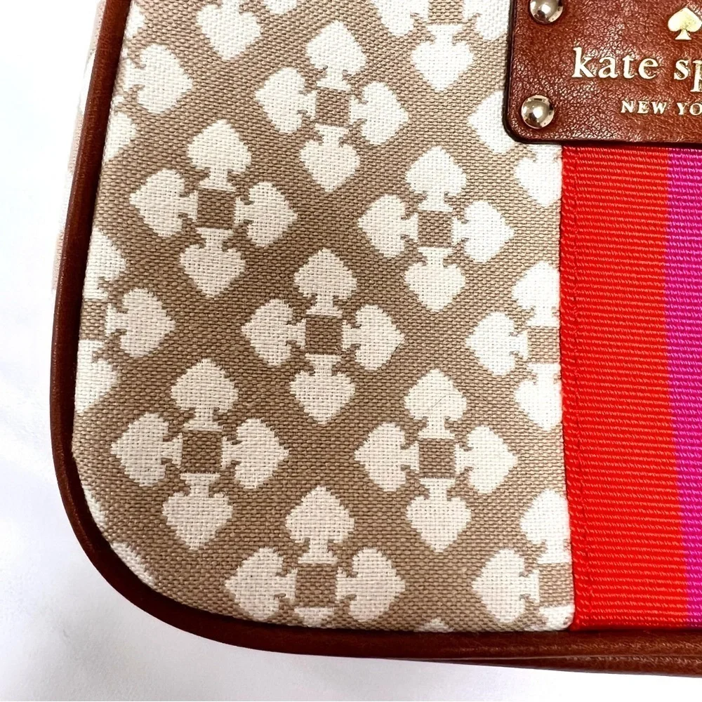 Kate Spade Classic Monogram Linet Wristlet Stucco Clutch Purse